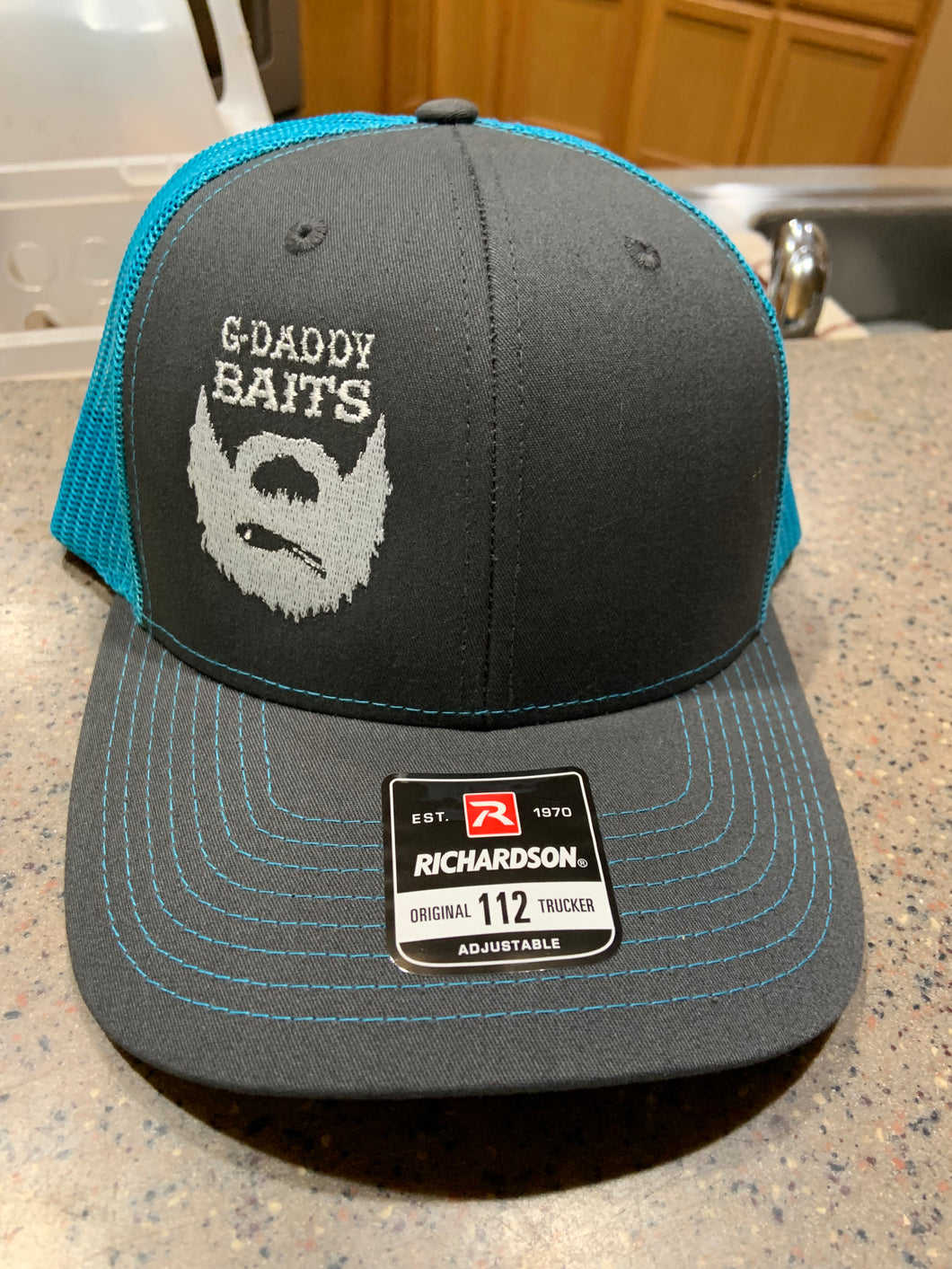 G-Daddy Baits Gray Neon Blue  Richardson 112 Hat